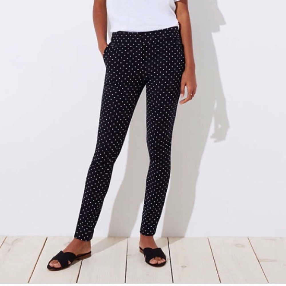 LOFT PLUS polka dotted skinny dress pants